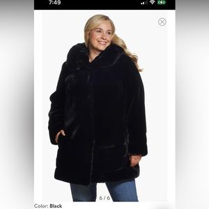Gallery hooded faux fur coat NWT